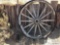 Post Hole Digger and Large Wagon Wheel