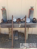 Antique fire extinguishers, headlights, plymouth hub cap and more