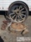 A Wagon Wheel and other misc Yard art