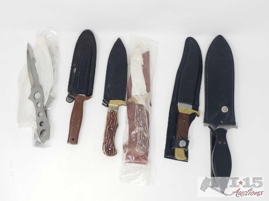 5 Survival Knives and 2 Thorwing Knives