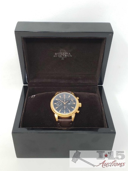 Men's Bulova Accutron Watch with Leather Band in Box