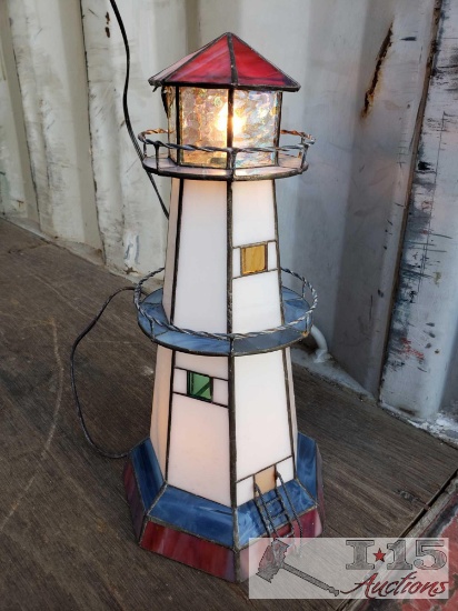14" Tall Glass Light House Lamp