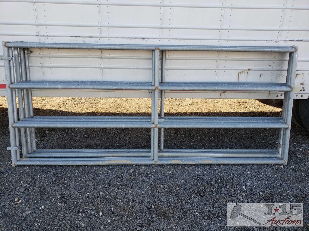 5 9' and 2 12' Steel Corral Panels, 2 with Gate Openings