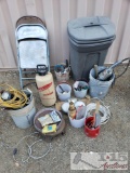Skil Grinder, Romex Trash Can, Metal Folding Chairs, Bell, Nails and Other Hardware