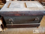 Antique Trunk with Layers of Wooden Trays and Drawers