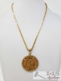 1978 Krugerrand 1ozt Fine .999 Gold Coin with 14K Gold Necklace, 59.8g