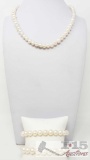 A Pearl Necklace and 2 Pearl Bracelets