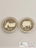 1984 10 Yuan Singapore Silver Proof Coin and 1985 10 Yuna Singapore Silver Proof Coins