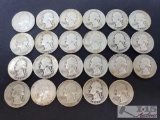 23 Washington Quarters 1932-1953 Not Consecutive, 4 Foreign Coins