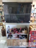 Cabinet with Service Manuals, Multimeters, Compact Air Compressors, and Misc Wire