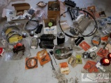 Assorted Motorcyle Parts including a Trasnmission, Carburetors, Cycle Electric Generators and More