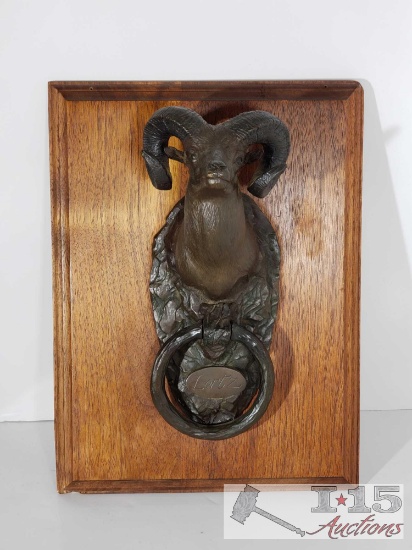 "Bighorn" Limited Edition Ram Head Bronze Door Knocker by William Davis, 1979, 17/50