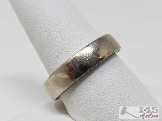 14k White Gold Band with Accent Diamonds 10.8g,
