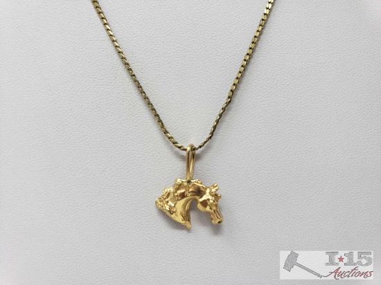 14k Gold Horse Pendent on 24" Chain 2g
