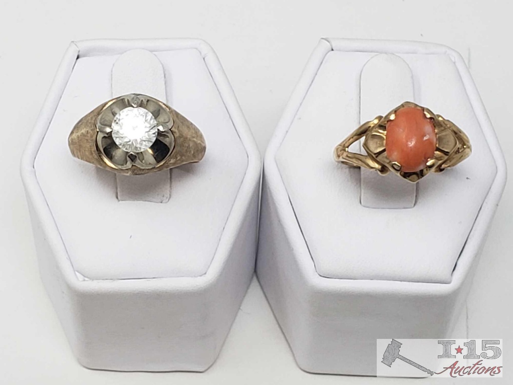 2 Ladies 14k Gold Rings 11g, Size 7 and 9