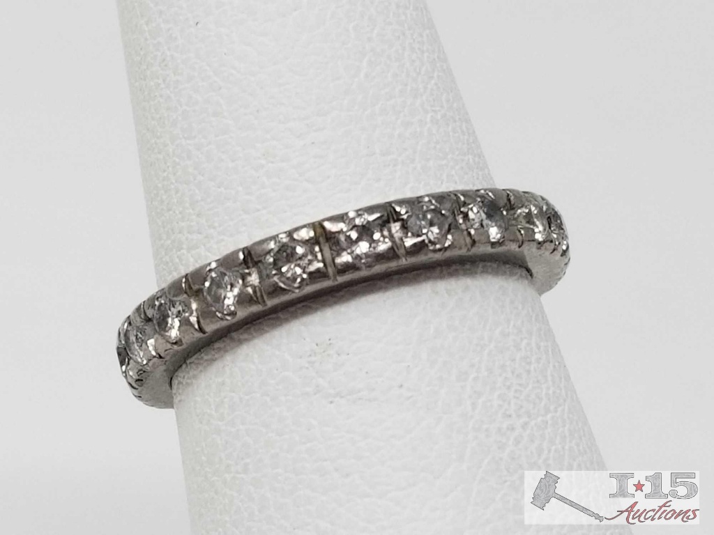 14k White Gold Diamond Band 3.6g, Size 6