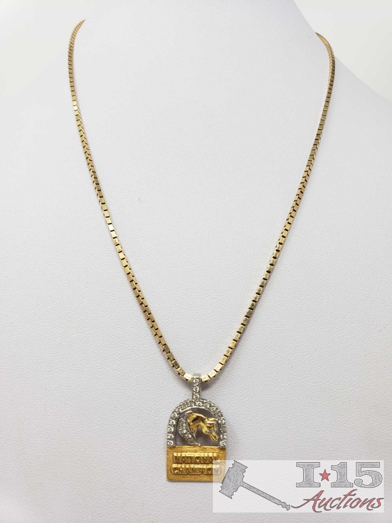 14k Gold Necklace with Diamond Horse Pendent 16.8g, 18"