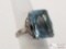 Ring with 6+ Ct Aquamarine and Accent Diamonds, 8.7g, Size 6