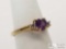 10k Gold Ring with Heart Cut Stone, 2g