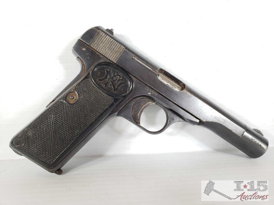 FN Model 1910 7mm/65 Semi-Auto Pistol with Magazine