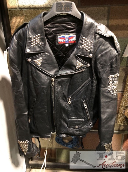 Vintage Jeff Hamilton Studded Eagle Leather Jacket Sz M