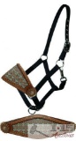 Teal and brown Navajo diamond print bronc nose halter