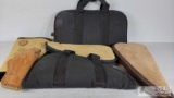 5 Soft Hand Gun Cases and 1 Leather Holster