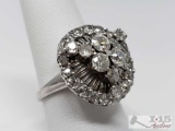 14k White Gold Diamond Ring 7.8g, Size 8.5 Current Appraisal $4,750.00