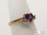 10k Gold Ring with Heart Cut Stone, 2g