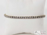 Sterling Silver Bracelet with Clear Stones, 9.6g