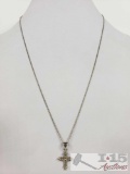 Sterling Silver Necklace with Cross Pendent, 2g