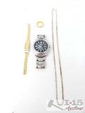 Men's Mossimo Watch, Woman's Seico Watch and White Rope Necklace