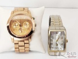 Mens Silver Tone Polo Watch and Mens Rose Gold Geneva Watch