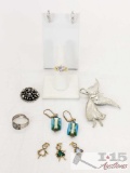 Costume Jewelry, Earrings, Women's Rings, Charms, and a Fairy Pin