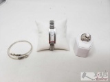 Kenneth Cole Watch, Sterling Silver Ring Approx 7.8g With Clear Stone