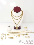 Womens Costume Jewelry, Yellow Metal Bracelets, Necklaces, Earrings, & Rings