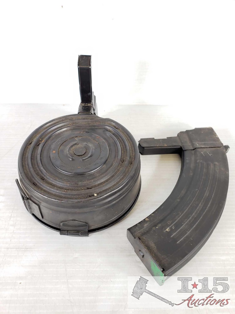 2 Magazines for SKS Rifle, 75 Round Drum Mag and 30 Round Mag
