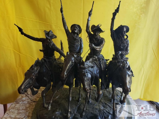 Extremely Heavy Bronze. "Coming Through The Rye" By Frederic Remington. Marked Frederic Remington.