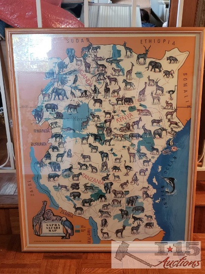 Framed World Wildlife Fund Sapra Safari Map
