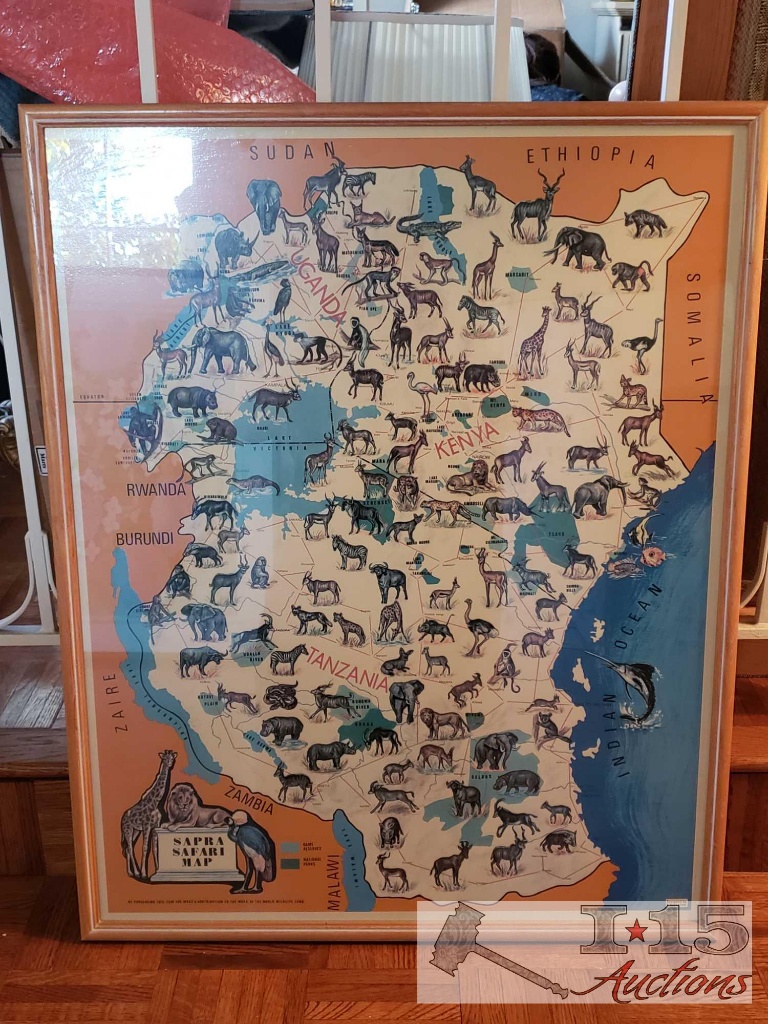Framed World Wildlife Fund Sapra Safari Map
