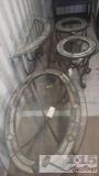 Bronze Iron, Glass & Stone Coffee Table, End Table, & Entry Way Wall Table