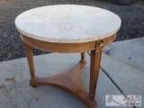 Light Wood & Marble End Table or Plant Table