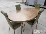 Vintage Kitchen Table With Extra Leaf & 4 Chairs