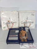 5 New Calvin Klein Large V Neck Shirts and 5 Polo Large Boxer Breifs