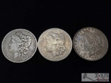 1882-O, 1884-S and 1886 Morgan Silver Dollars