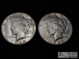 Two 1923-S Silver Peace Dollars