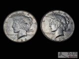 Two 1923-D Silver Peace Dollars