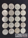 20 1964 Kennedy Half Dollars, Various Mints, 251g