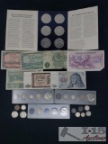 Los Angeles Bicentennial Birthday Dollars, Foreign Paper Money, and Misc Silver Coins