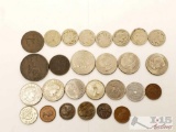 1838 Coronet/Matron Head Large Cent, 7 Buffalo Nickels non Consecutive, 1 half Dollar, 5 Susan B